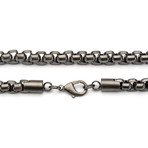 Steel Gun Metal Plated Round Box Chain Necklace