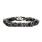 Stainless Steel + Antiqued Finish Byzantine Link + Chain Bracelet