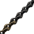 Antiqued Gun Metal Steel + Gold Plated Curb Chain Link Bracelet