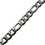 Stainless Steel + Antiqued Finish Figaro Chain + Link Bracelet