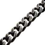 Stainless Steel + Antiqued Finish Diamond Cut Link + Chain Bracelet III