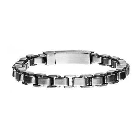 Stainless Steel Bold Box Bracelet // Silver