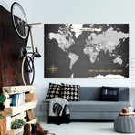 Modern Canvas World Push Pin Map (40"W x 30"H)