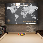 Modern Canvas World Push Pin Map (40"W x 30"H)