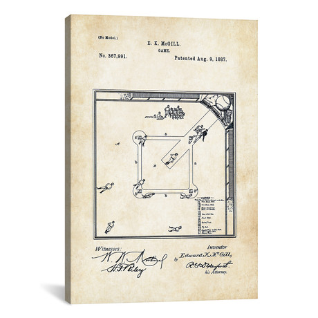 Baseball Game (1887) // Patent77 (12"W x 18"H x 0.75"D)