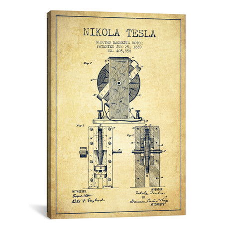 Electro Motor Vintage Patent Blueprint // Aged Pixel (18"W x 26"H x 0.75"D)