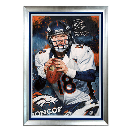 The Mad Scientist // Peyton Manning (Broncos) // Original Oil Painting // Autographed by Manning