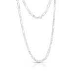 Sterling Silver + 14K Gold Plated Figaro Chain Necklace // 4mm // White (20")