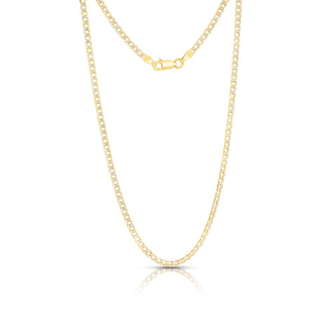 Sterling Silver + 14K Yellow Plated Curb Chain Necklace // 4mm // Yellow (20")