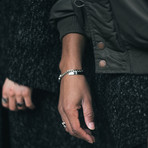 Black Onyx Bars Cuff Bracelet // Silver (M)
