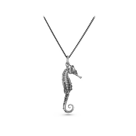 Seahorse Necklace // White Bronze (20")