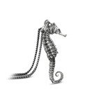 Seahorse Necklace // White Bronze (20")