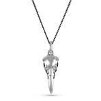 Raven Skull Necklace // White Bronze (20")