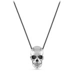 Human Skull Necklace // White Bronze (24")