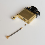 Brass Carved Lift Arm Kerosene Lighter (Black)