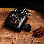 Brass Carved Lift Arm Kerosene Lighter (Black)