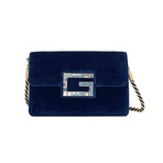 Gucci // Broadway Velvet Shoulder Bag + Jeweled G // Blue