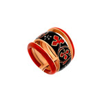 Nouvelle Bague 18k Rose Gold Diamond + Enamel Ring // Ring Size: 7