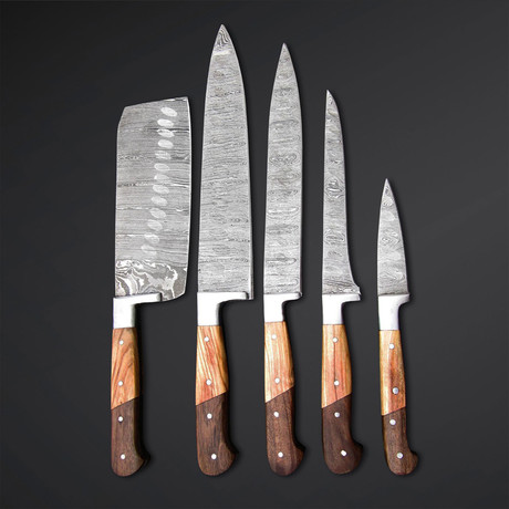 Natural Walnut + Olive Wood Knives // Set of 5