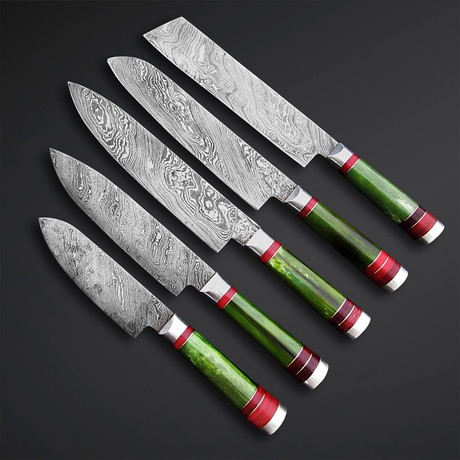 Wild Hunt Green Kitchen Knives // Set of 5