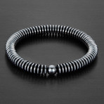Disc Hematite Stretch Bracelet // Gray