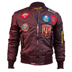 MA-1 Bomber Jacket + Patches // Burgundy (L)