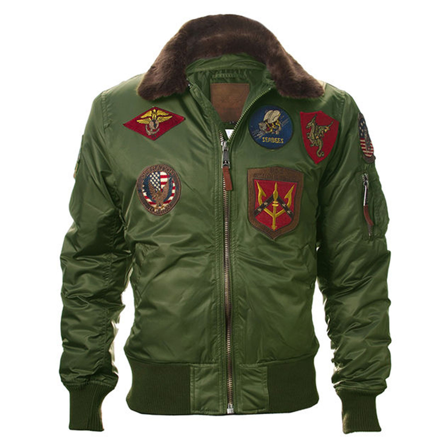 B-15 Bomber Jacket + Patches // Olive (L) - Top Gun PERMANENT STORE ...