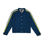 Wool Striped Coach Jacket // Blue (M)