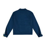 Wool Striped Coach Jacket // Blue (L)