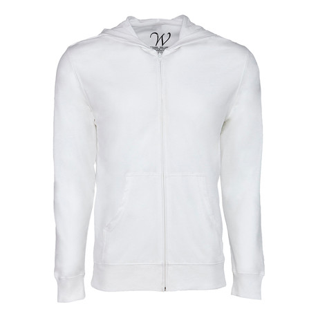 Ultra Soft Seeded Semi-Fitted Zip Up Hoodie // White (S)