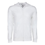 Ultra Soft Seeded Semi-Fitted Zip Up Hoodie // White (XL)