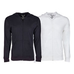 Ultra Soft Seeded Semi-Fitted Zip Up Hoodie // Black + White // Pack of 2 (S)
