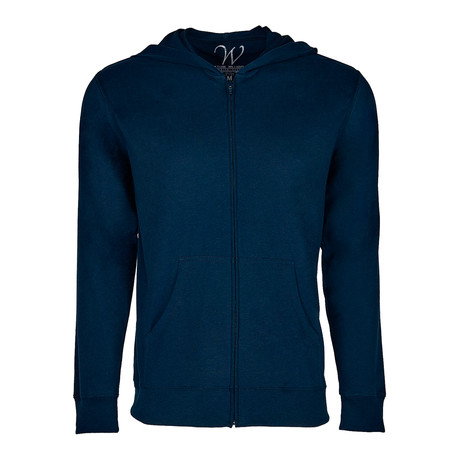 Ultra Soft Seeded Semi-Fitted Zip Up Hoodie // Navy (S)