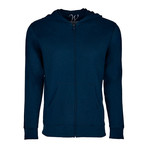 Ultra Soft Seeded Semi-Fitted Zip Up Hoodie // Navy (L)