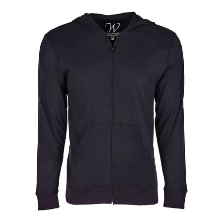 Ultra Soft Seeded Semi-Fitted Zip Up Hoodie // Black (S)