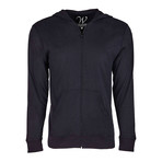 Ultra Soft Seeded Semi-Fitted Zip Up Hoodie // Black (M)