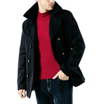 St Hilaire Modern Pea Coat In Wool Cloth // Men's // Navy (L)
