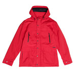 St Hugues Nautical Waterproof Raincoat + Detachable Hood // Men's // Red + Dark Blue (XL)