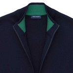 Colorado Comfortable Knit Jacket + Zip // Men's // Dark Blue + Green (M)