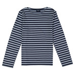 Minquiers Moderne Breton Stripe Shirt // Unisex // Gray Melange + Light Blue (L)