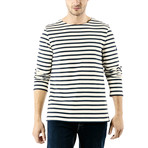 Meridien Moderne Breton Shirt // Unisex // Off-White + Navy (L)