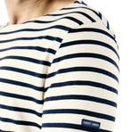 Minquiers Moderne Breton Stripe Shirt // Unisex // Off White + Navy (2XL)