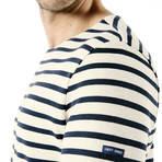 Meridien Moderne Breton Shirt // Unisex // Off-White + Navy (L)