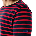 Meridien Moderne Breton Shirt // Unisex // Navy + Red (S)