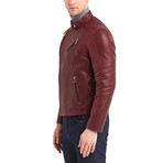Erie Biker Leather Jacket // Bordeaux (2XL)