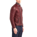 Erie Biker Leather Jacket // Bordeaux (M)