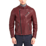 Erie Biker Leather Jacket // Bordeaux (L)