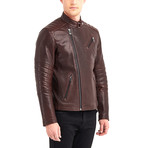 Erie Biker Leather Jacket // Chestnut (XL)