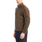 Huron Biker Leather Jacket // Khaki (M)