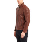 Huron Biker Leather Jacket // Red + Brown (3XL)